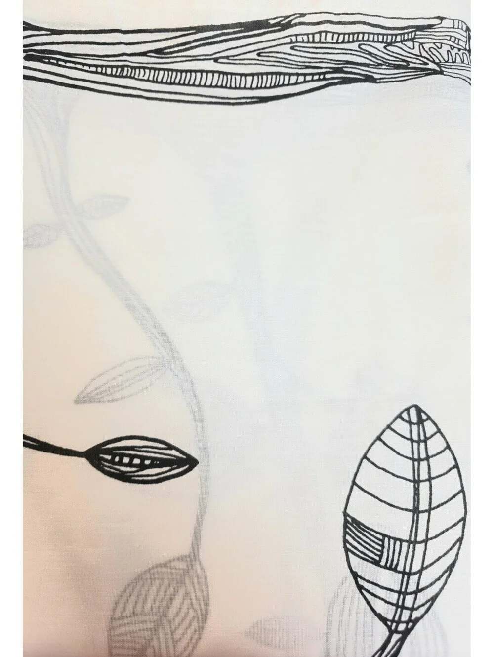 Vintage IKEA Eivor White Black Leaf Pattern 1 Pair Curtain Panels 56×82 NEW